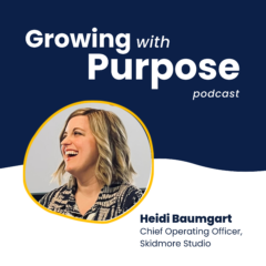 Thumbnail image with the "Growing with Purpose" podcast logo and headshot of Heidi Baumgart